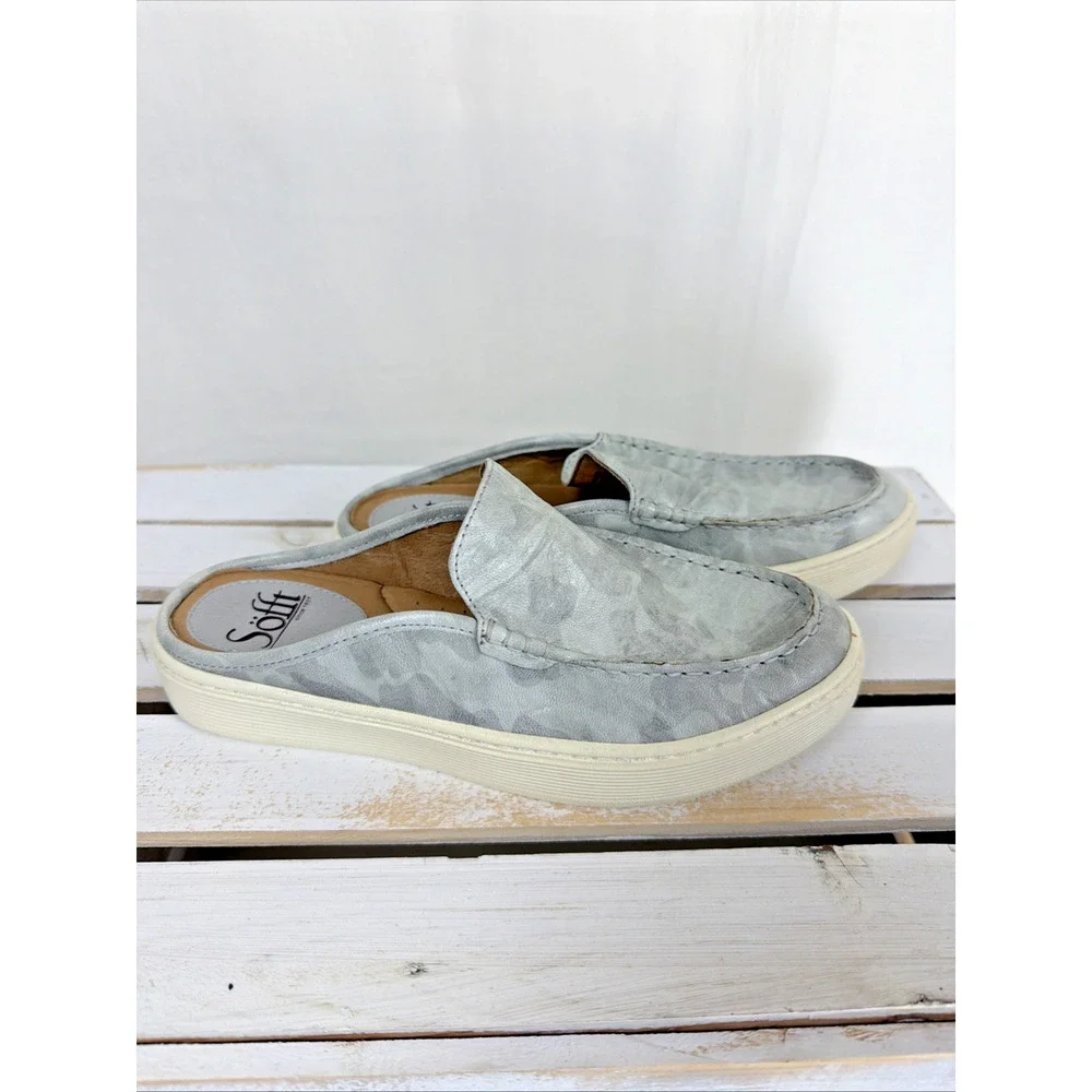 New No Box Sofft Camo Gray Slides Sneaker #1064 Womens 6.5